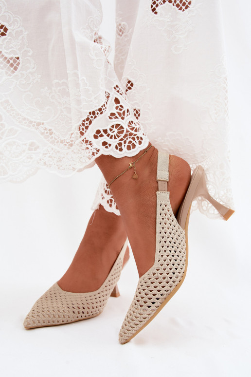 met elementen van opengeInerkt materiaal Sandalen met hoge hak Typu Klepsydra beige Cherryla