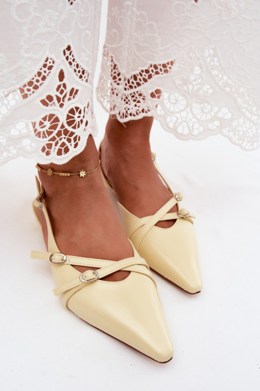 Damesandalen met banden van faux leather in gele kleur Glamira