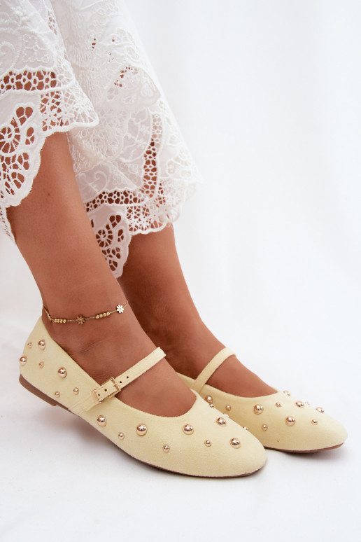 Ballerina's met decoratie en bandjes in geel Cuddly