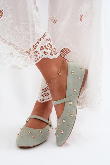 Ballerina's met decoratie en bandjes in munt Cuddly 2