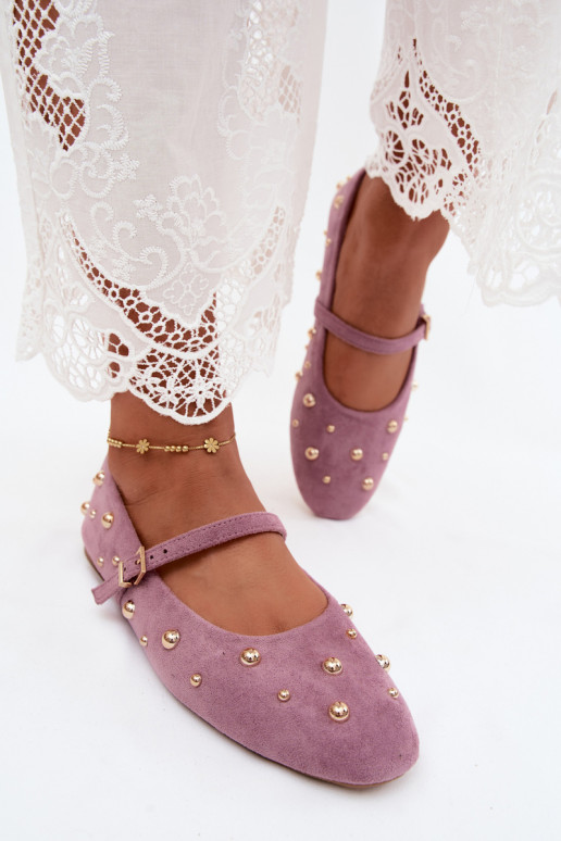 Ballerina's met decoratie en banden in paarse kleur Cuddly