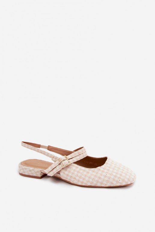 Sandkleurige dames sandalen met bandjes en brede hakken Kamelijah