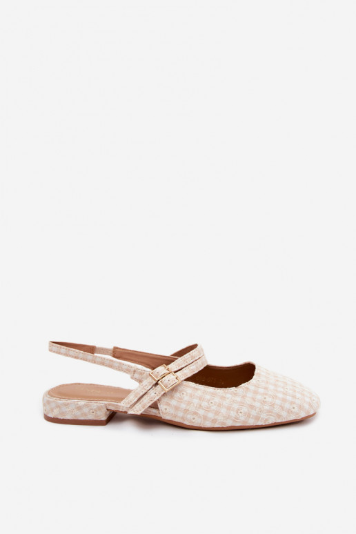 Sandkleurige dames sandalen met bandjes en brede hakken Kamelijah