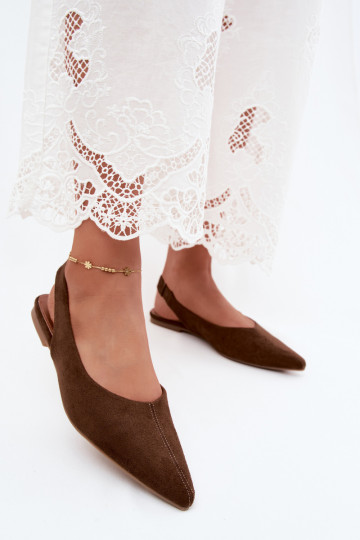 Ballerina's met open hak van faux suede in bruine kleur Merceria