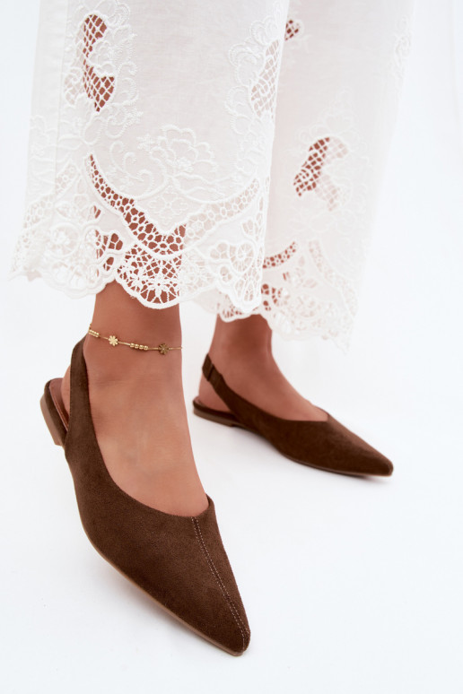 Ballerina's met open hak van faux suede in bruine kleur Merceria