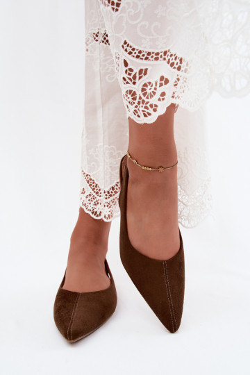 Ballerina's met open hak van faux suede in bruine kleur Merceria 2