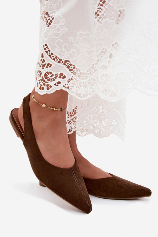 Ballerina's met open hak van faux suede in bruine kleur Merceria