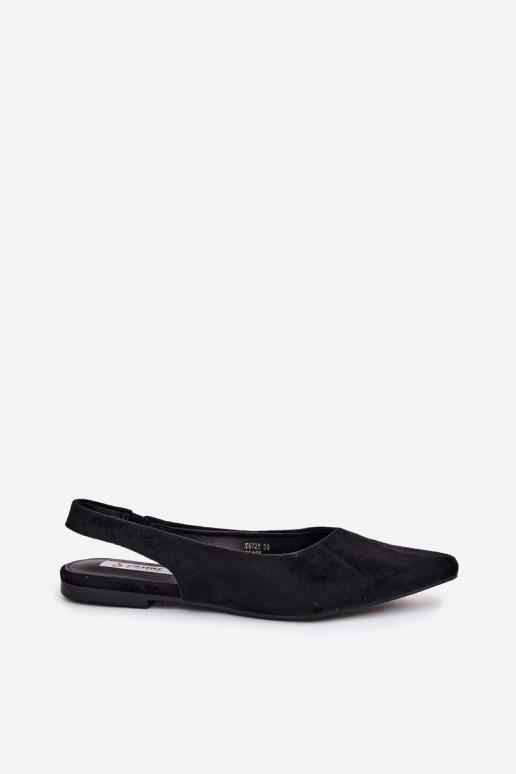 Zwarte ballerina's met open hak van faux suede Merceria
