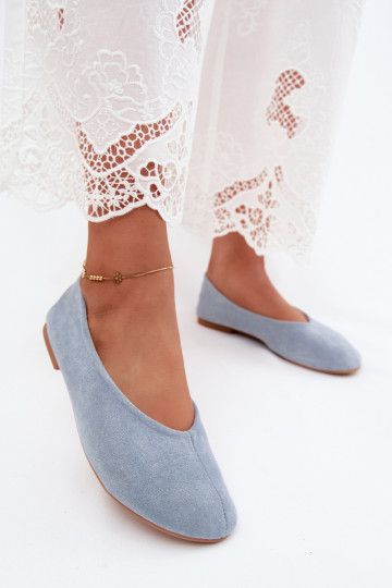Blauwe ballerina's van faux suede Camdena