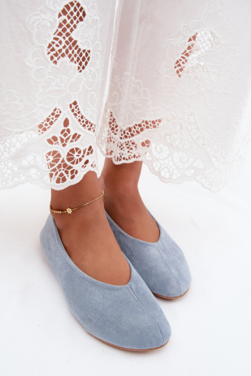 Blauwe ballerina's van faux suede Camdena 2
