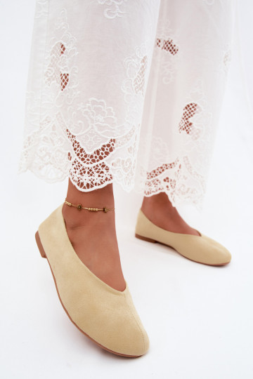 Gele faux suede ballerina's Camdena