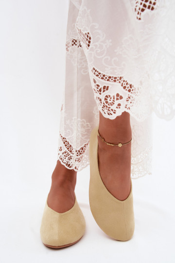 Gele faux suede ballerina's Camdena 2