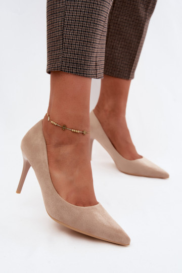 Beige hoge hakken van faux suede Tropessa 2