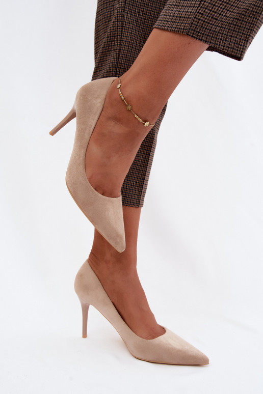 Beige hoge hakken van faux suede Tropessa