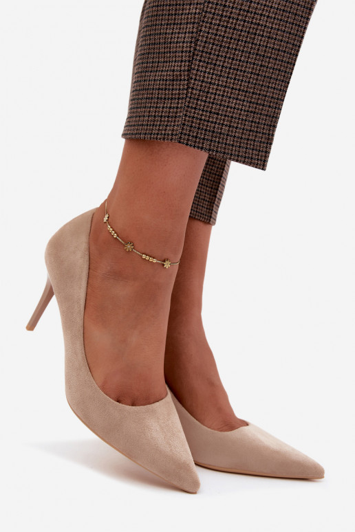 Beige hoge hakken van faux suede Tropessa