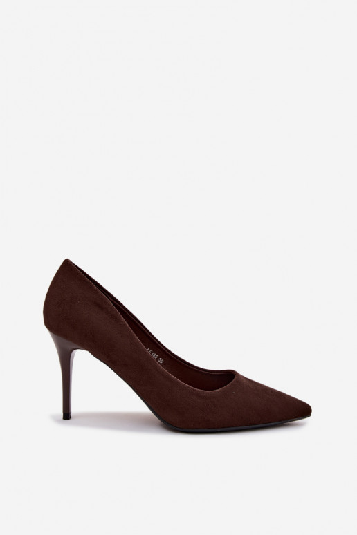 Chocoladekleurige hoge hakken van faux suede Tropessa