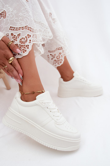 Witte dames sneakers met platform van faux leather Crosbella
