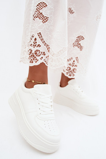 Witte dames sneakers met platform van faux leather Crosbella 2