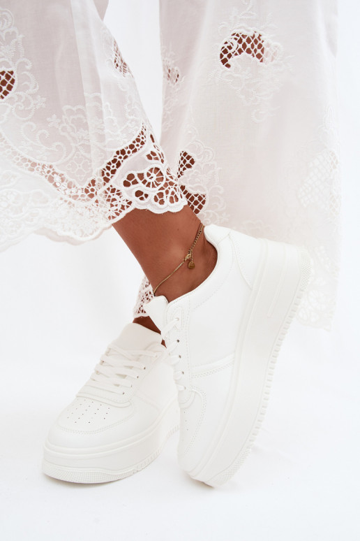 Witte dames sneakers met platform van faux leather Crosbella