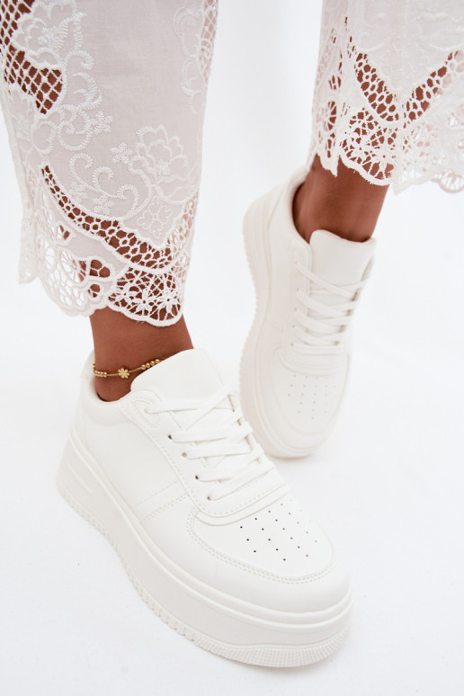 Witte dames sneakers met platform van faux leather Crosbella