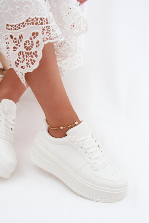 Witte dames sneakers met platform van faux leather Crosbella