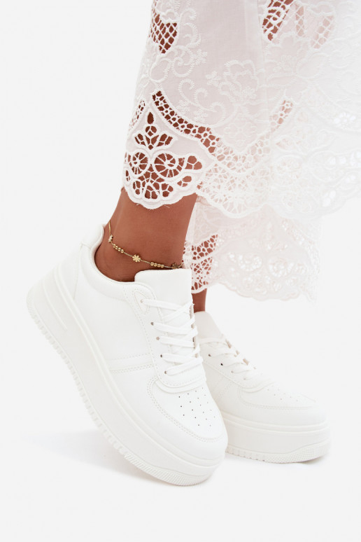 Witte dames sneakers met platform van faux leather Crosbella