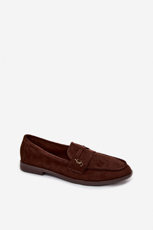 Chocoladekleurige damesmokasins van faux suede Prestelle