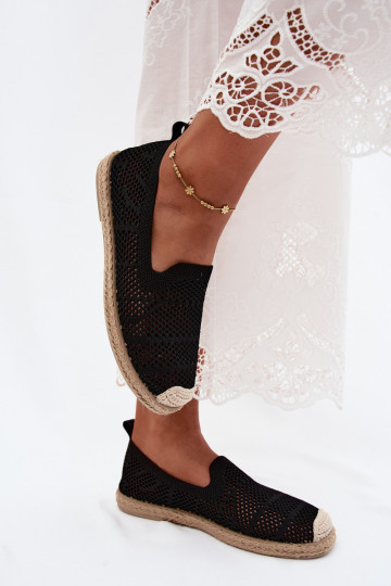 Zwarte kanten espadrilles Candessa