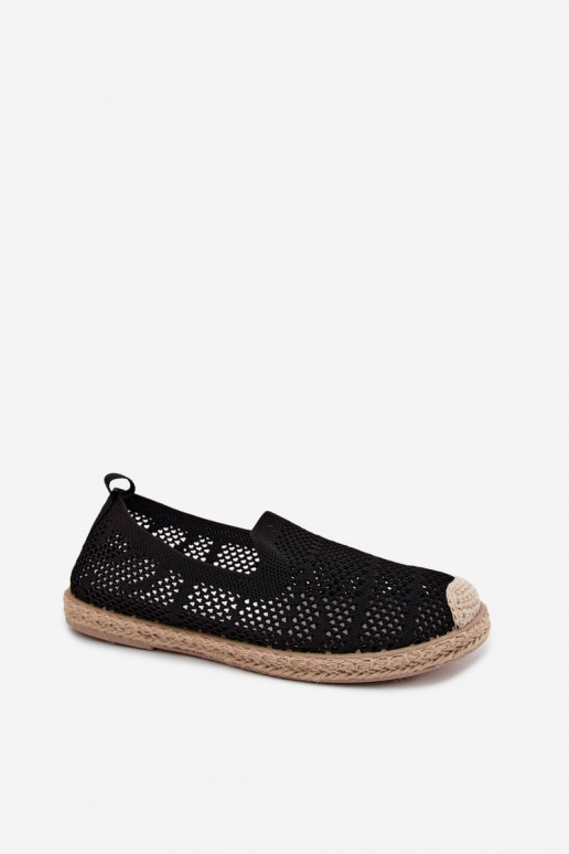 Zwarte kanten espadrilles Candessa