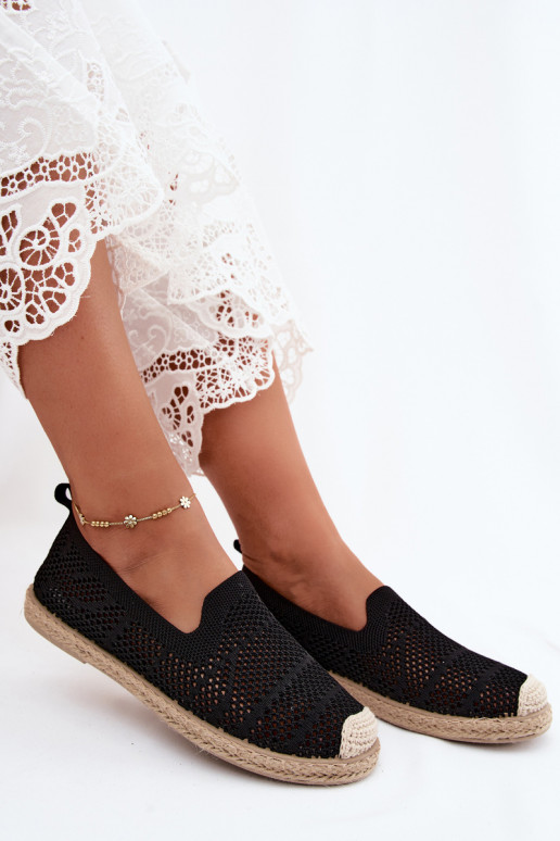 Zwarte kanten espadrilles Candessa