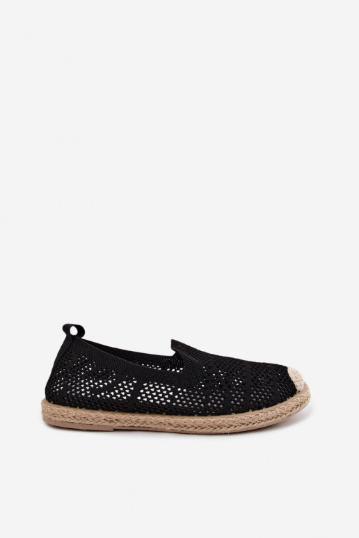 Zwarte kanten espadrilles Candessa