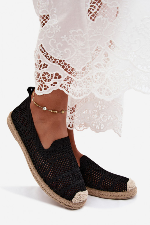 Zwarte kanten espadrilles Candessa