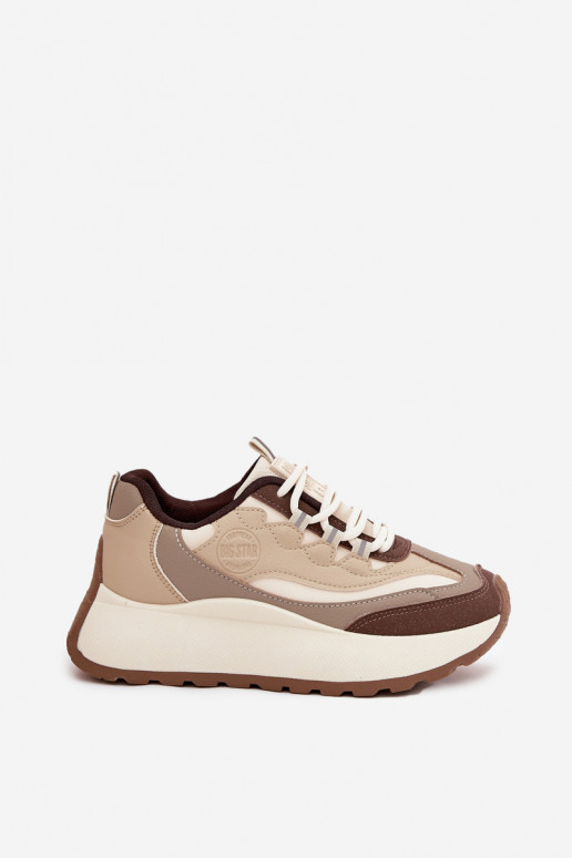 Dames zandkleurige sneakers met platform Big Star SS274002 HI-POLY SYSTEM