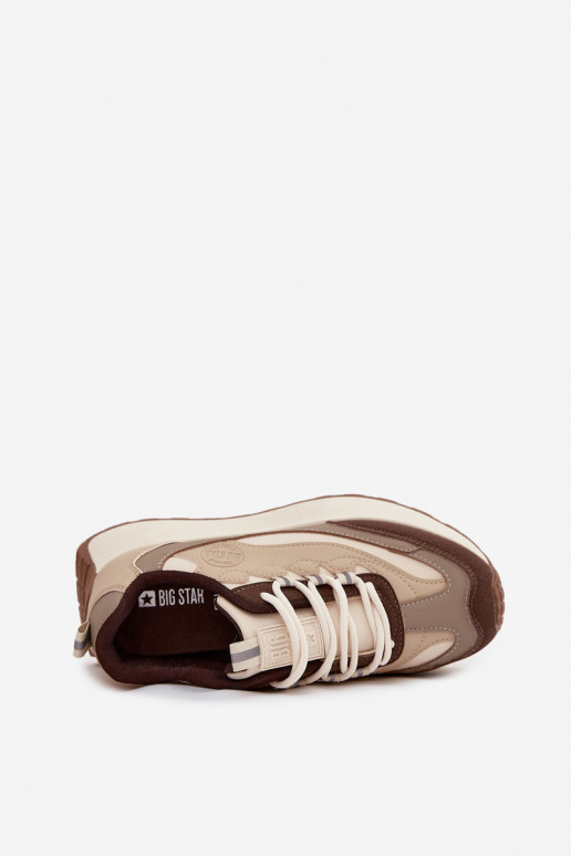 Dames zandkleurige sneakers met platform Big Star SS274002 HI-POLY SYSTEM