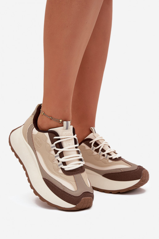 Dames zandkleurige sneakers met platform Big Star SS274002 HI-POLY SYSTEM
