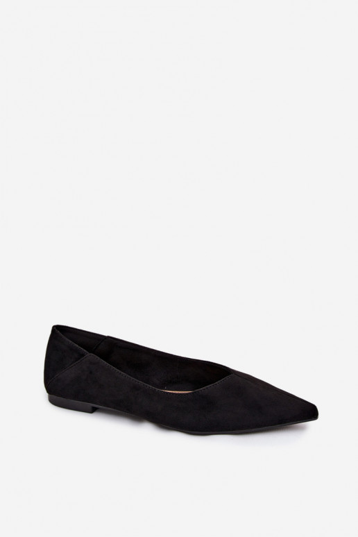 Zwarte puntige ballerina's van faux suede Corabella