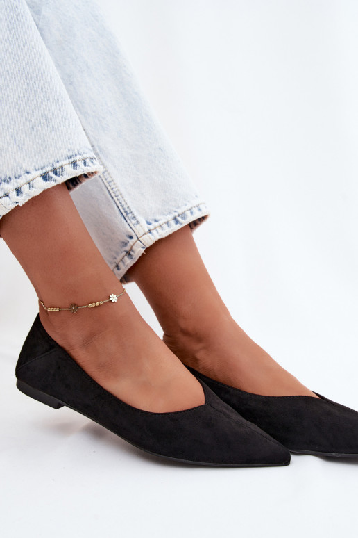 Zwarte puntige ballerina's van faux suede Corabella