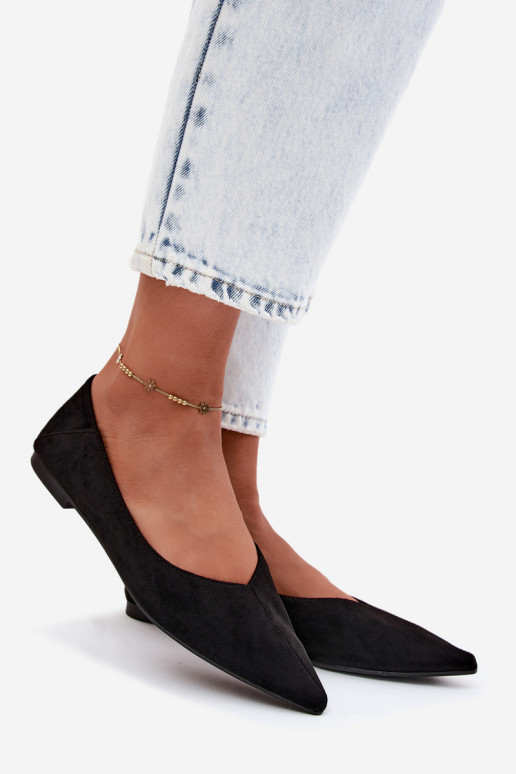 Zwarte puntige ballerina's van faux suede Corabella