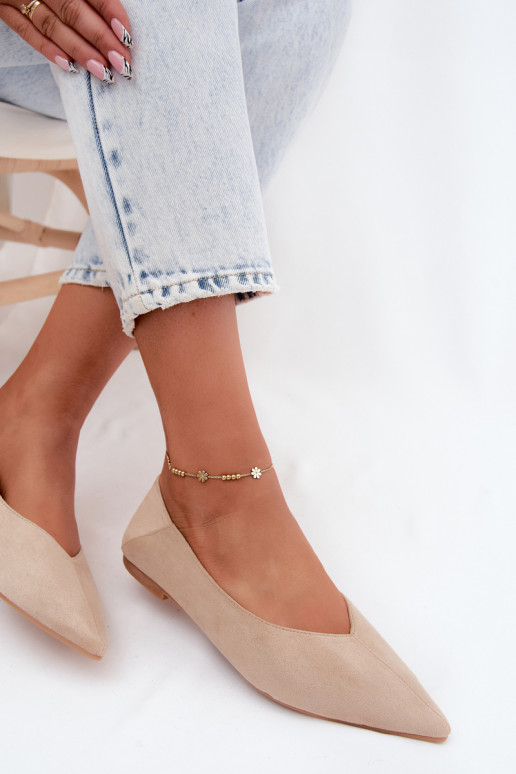 Beige puntige ballerina's van faux suede Corabella