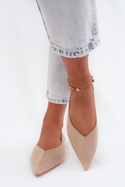 Beige puntige ballerina's van faux suede Corabella