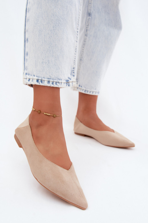 Beige puntige ballerina's van faux suede Corabella