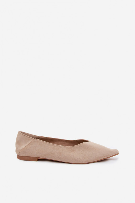 Beige puntige ballerina's van faux suede Corabella
