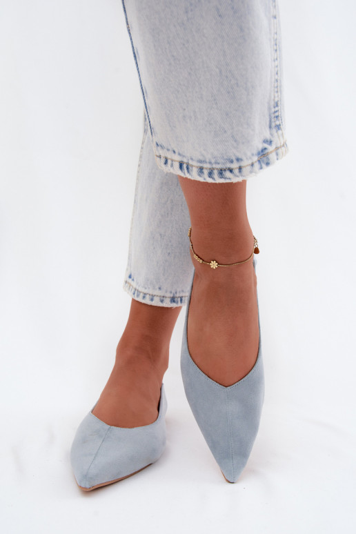Blauwe puntige ballerina's van faux suede Corabella