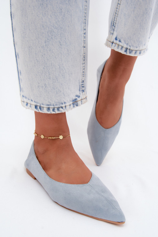 Blauwe puntige ballerina's van faux suede Corabella