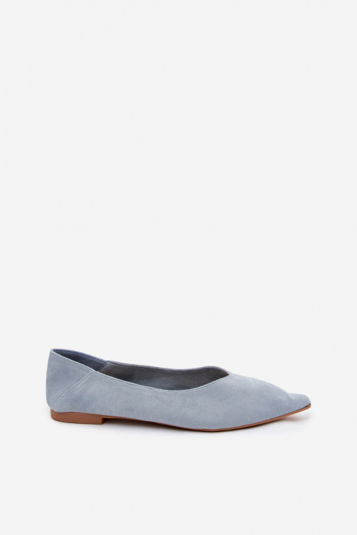 Blauwe puntige ballerina's van faux suede Corabella