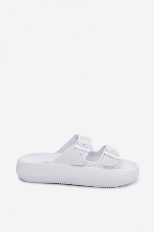Vrouwen slippers met schuim en bandjes witte kleur Sharmen