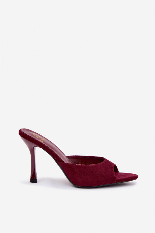Slippers met dunne hakken van faux suede in bordeaux Cherryssa