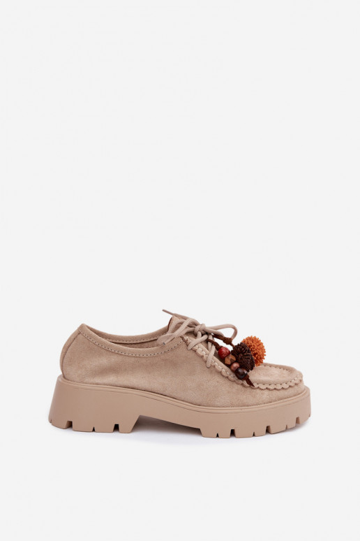 Schoenen met mooie details van faux suede in zand Melonia