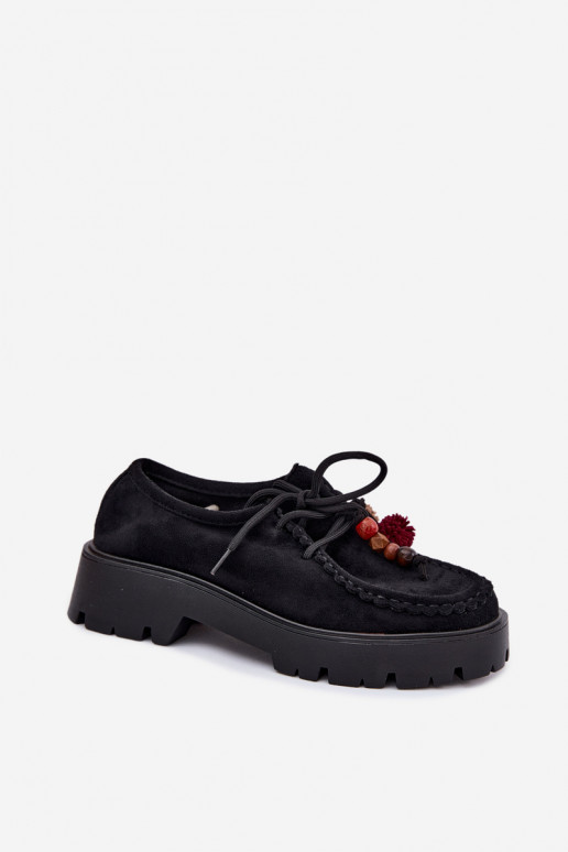 Schoenen met mooie details van faux suede in zwart Melonia