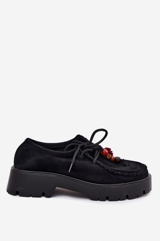 Schoenen met mooie details van faux suede in zwart Melonia